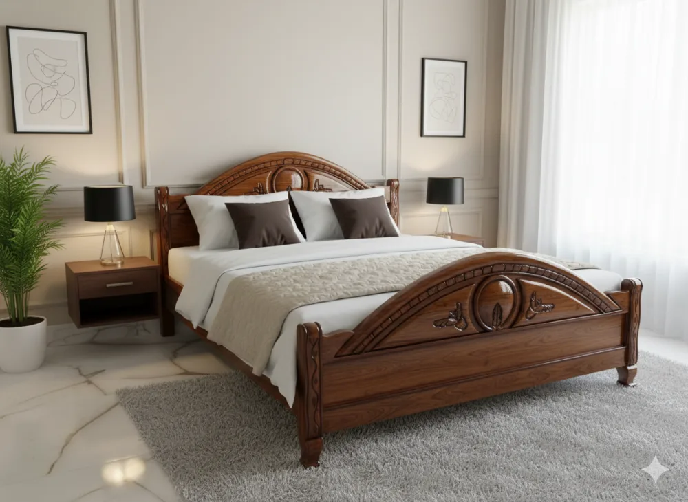 Double Thala Panel Khaat CP Segun (Teak Wood Box Bed)